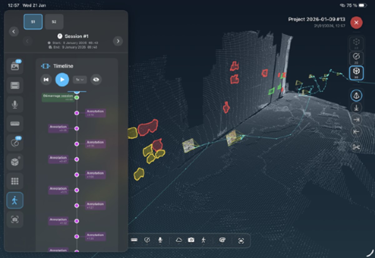 3D camera trajectory synchronised with an event timeline of annotations