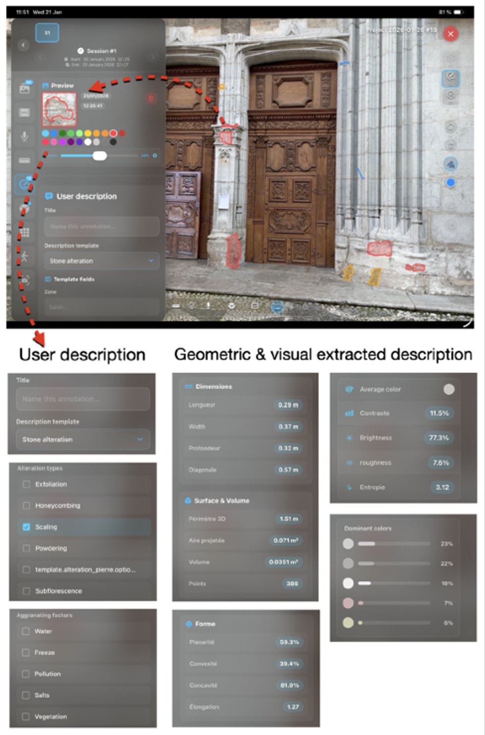 A spatial annotation combining user-defined semantic fields and automatically extracted descriptors